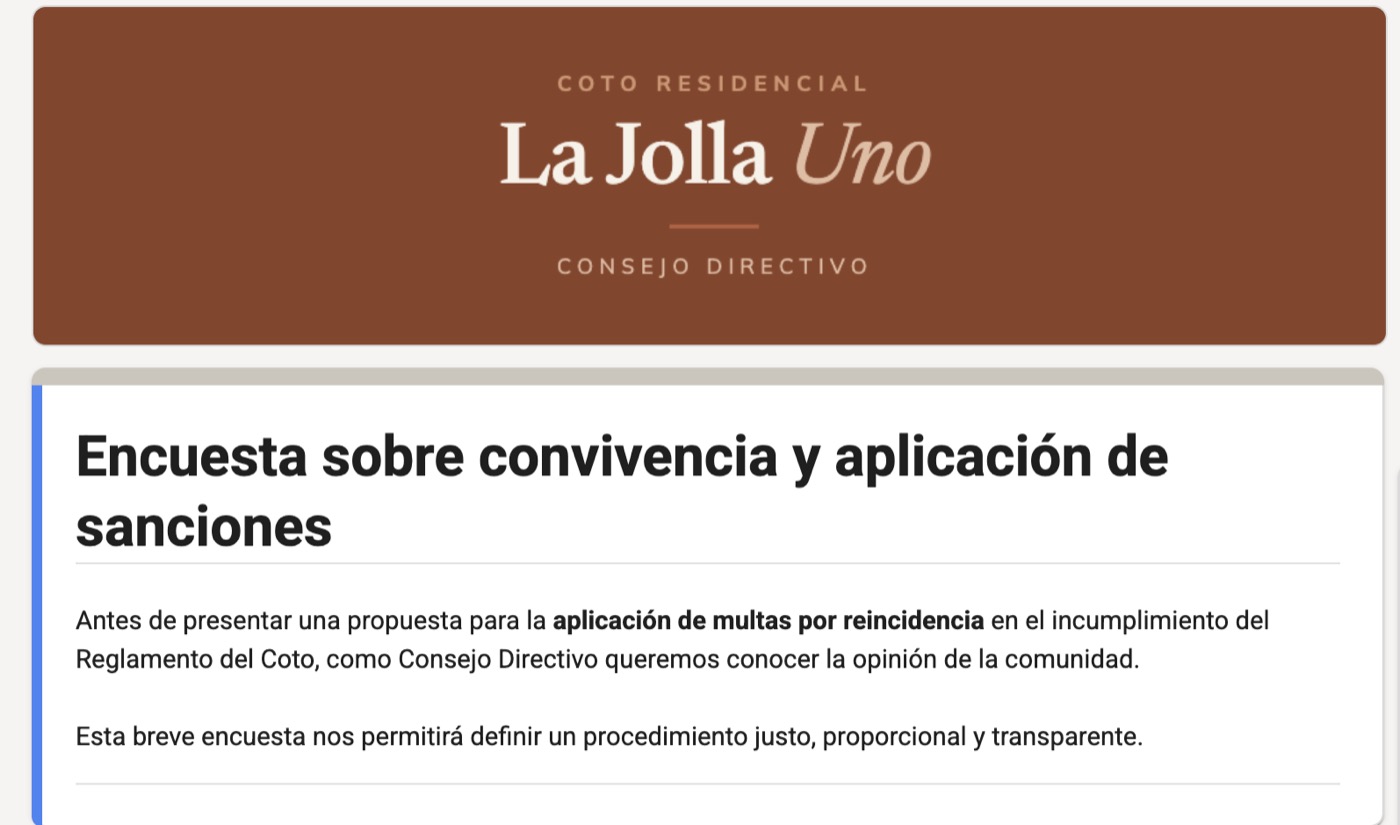 Encuesta sobre convivencia y aplicación de sanciones